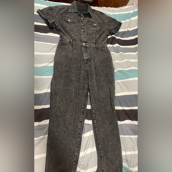 Stylish Black Denim Jumpsuit - Picture 1 of 5